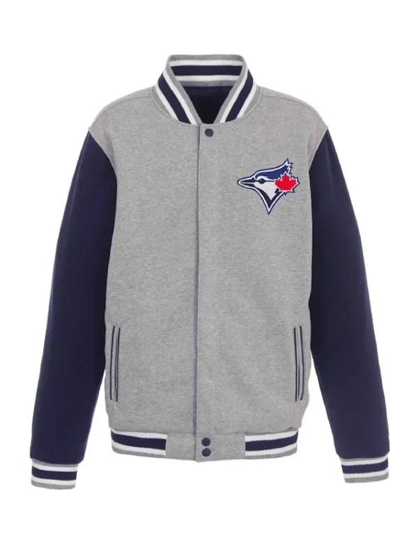 Toronto Blue Jays Gray and Navy Varsity Wool Jacket