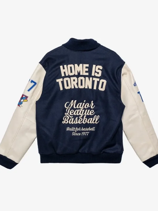 Toronto Blue Jays Patch Navy and Cream Letterman Jacket
