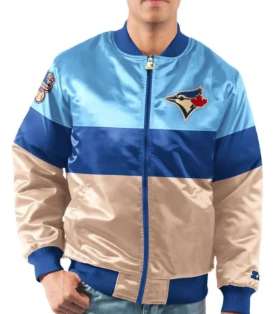 Toronto Blue Jays Powder Blue/Gold Tri-Color Satin Jacket