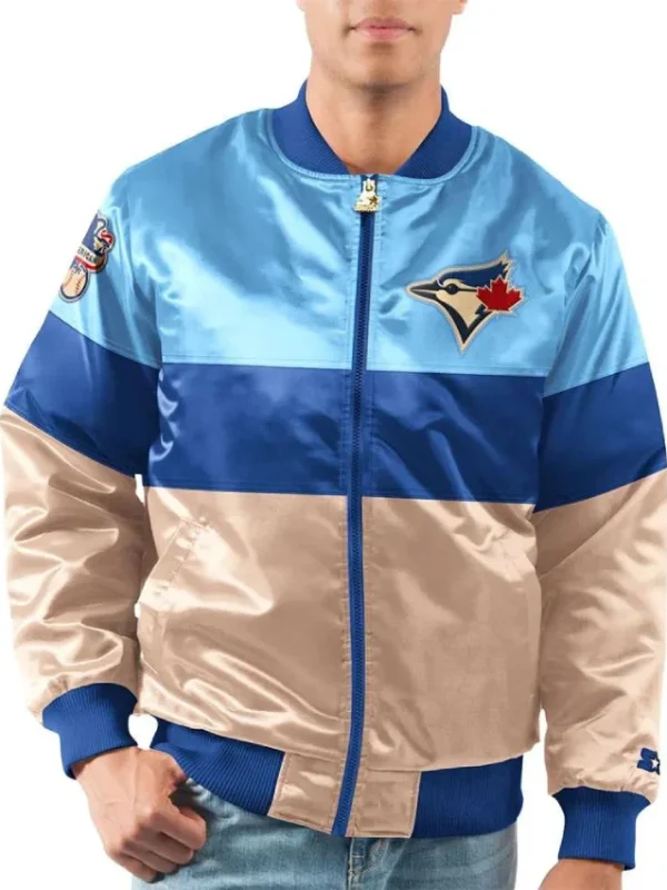 Toronto Blue Jays Powder Blue/Gold Tri-Color Satin Jacket