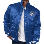 Toronto Blue Jays Royal Tab Trucker Satin Jacket