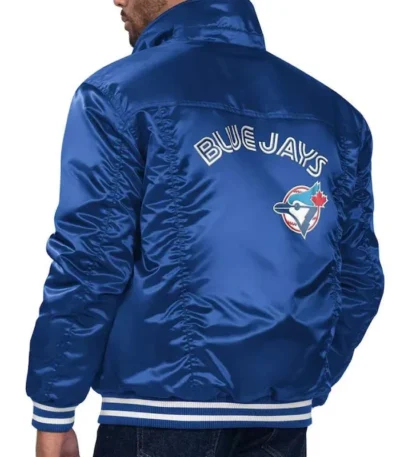 Toronto Blue Jays Royal Tab Trucker Satin Jacket