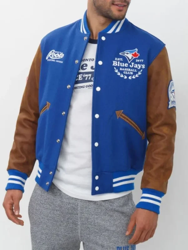 Toronto Blue Jays Varsity Blue and Brown Jacket