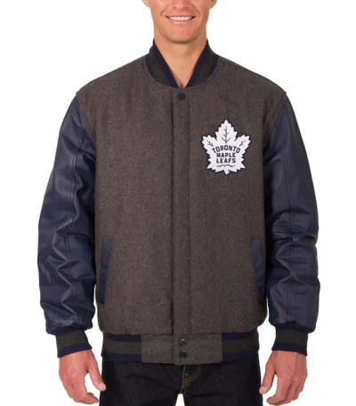 Toronto Maple Leafs Charcoal and Navy Varsity Jacket