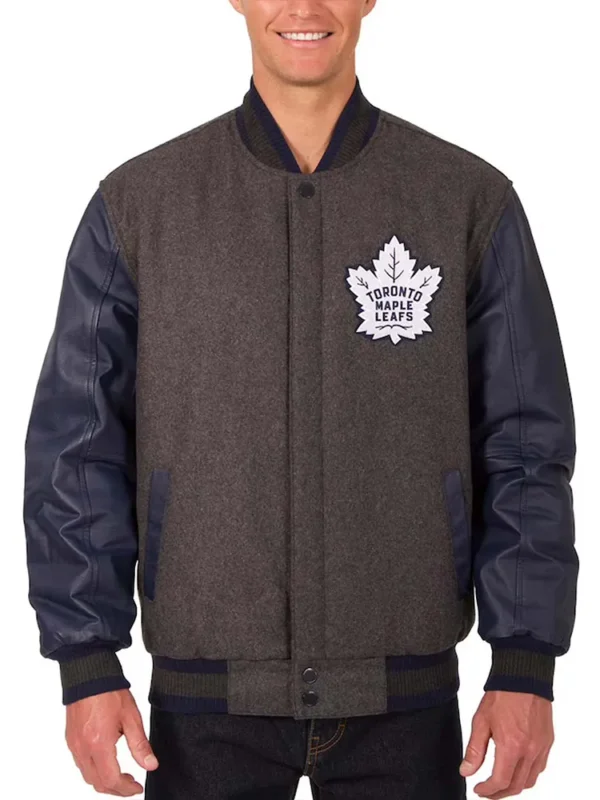 Toronto Maple Leafs Charcoal and Navy Varsity Jacket