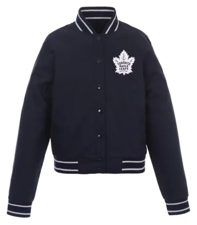 Toronto Maple Leafs Front-Hit Navy Poly-Twill Jacket
