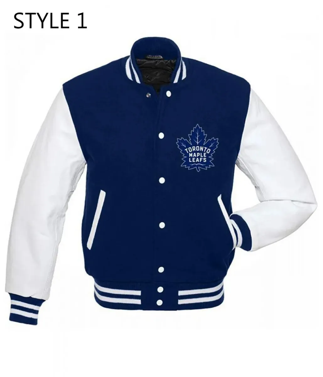Toronto Maple Leafs NHL Letterman Blue and White Jacket Toronto Maple Leafs NHL Letterman Blue and White Jacket