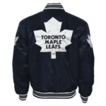 Toronto Maple Leafs Navy Blue Button-Up Satin Jacket