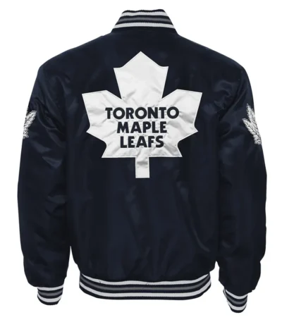 Toronto Maple Leafs Navy Blue Button-Up Satin Jacket