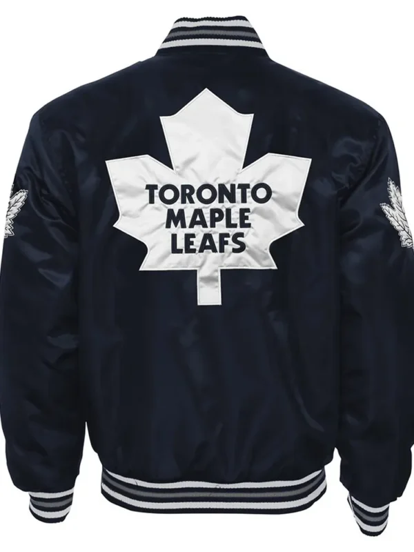 Toronto Maple Leafs Navy Blue Button-Up Satin Jacket