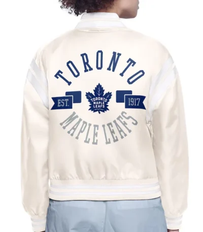 Toronto Maple Leafs Printed Logo Varsity Satin Jacket