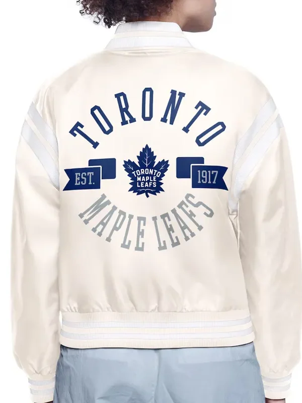 Toronto Maple Leafs Printed Logo Varsity Satin Jacket