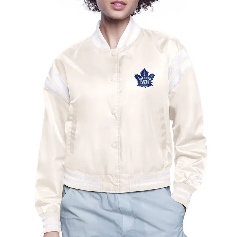 Toronto Maple Leafs Printed Logo Varsity Satin Jacket Toronto Maple Leafs Printed Logo Varsity Satin Jacket