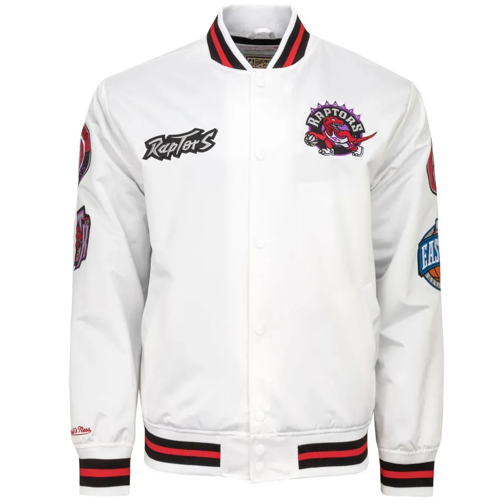 Toronto Raptors City Collection White Varsity Satin Jacket Toronto Raptors City Collection White Varsity Satin Jacket