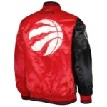 Toronto Raptors Color Block Black and Red Satin Jacket