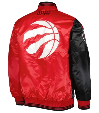 Toronto Raptors Color Block Black and Red Satin Jacket
