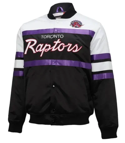 Toronto Raptors Hardwood Classics Script Black Satin Jacket