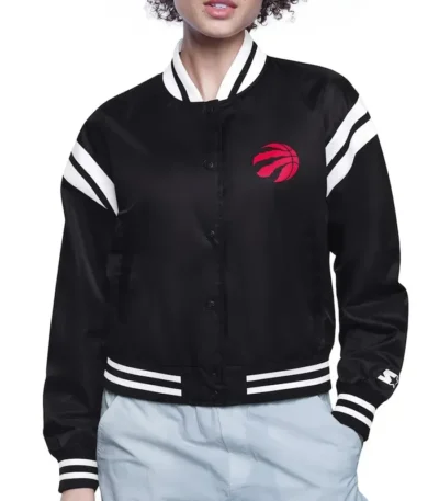 Toronto Raptors Printed Logo Varsity Satin Jacket