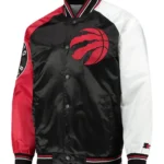 Toronto Raptors Reliever Raglan Black and Red Full-Snap Jacket