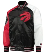 Toronto Raptors Reliever Raglan Black and Red Full-Snap Jacket