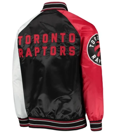 Toronto Raptors Reliever Raglan Black and Red Full-Snap Jacket