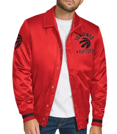 Toronto Raptors Stitch Applique Red Satin Jacket