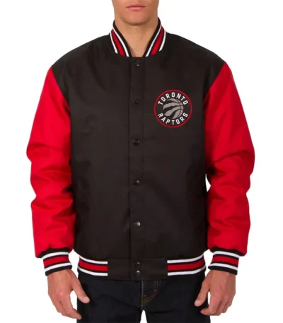Toronto Raptors Varsity Black and Red Wool Jacket