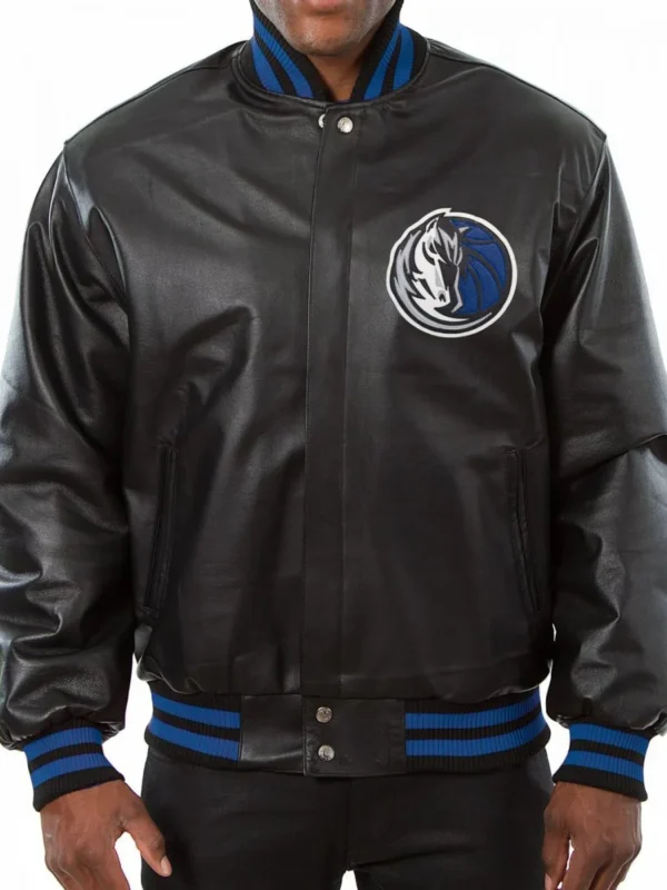 Varsity Dallas Mavericks Black Leather Jacket