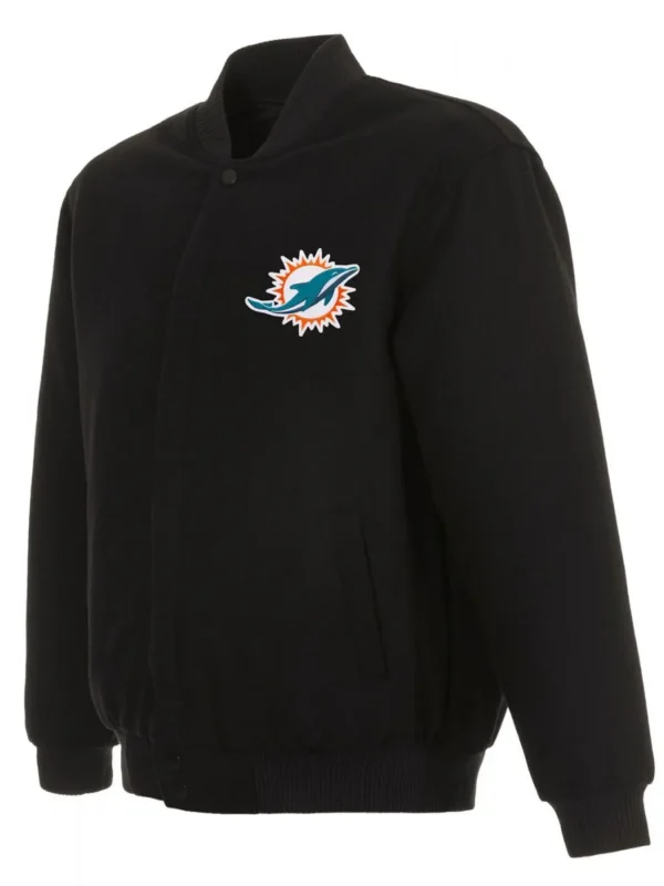 Varsity Miami Dolphins Black Wool Jacket