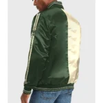 Varsity Milwaukee Bucks Off White And Green Satin Jacket