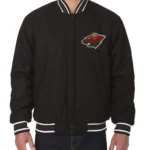 Varsity Minnesota Wild Black Wool Jacket