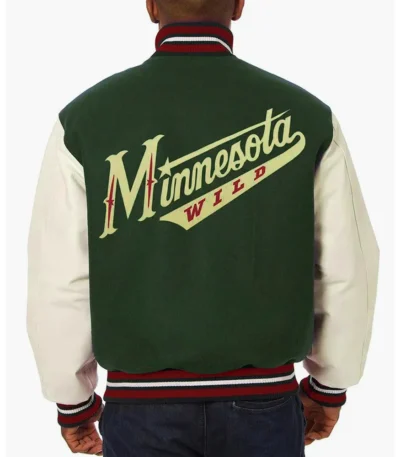 Varsity Minnesota Wild Green and White Two-Tone Jacket