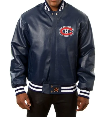Varsity Montreal Canadiens Navy Blue Leather Jacket