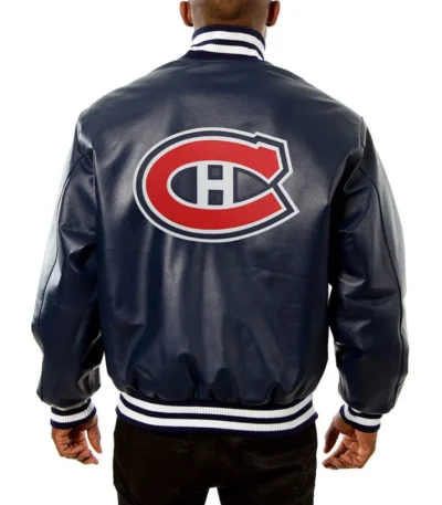 Varsity Montreal Canadiens Navy Blue Leather Jacket