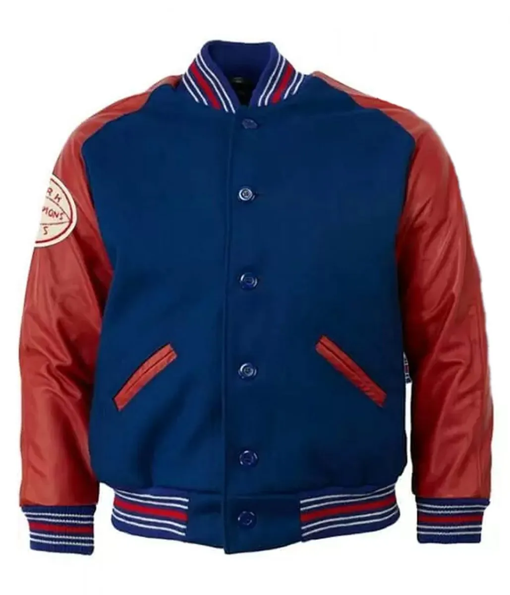 Varsity NY Giants Darius Slayton Blue and Red Jacket Varsity NY Giants Darius Slayton Blue and Red Jacket