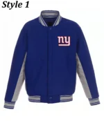 Varsity NY Giants Gray and Blue Wool Jacket