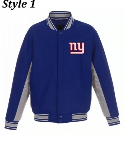 Varsity NY Giants Gray and Blue Wool Jacket