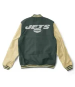 Varsity NY Jets Green and Cream Wool-Leather Jacket