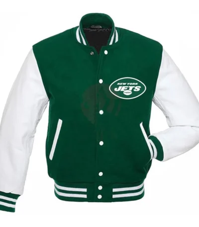 Varsity NY Jets Green and White Jacket