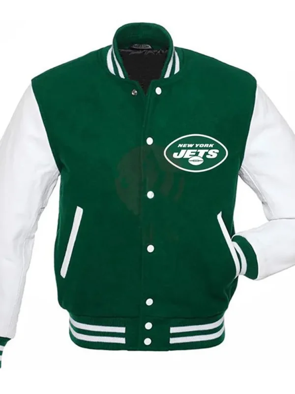 Varsity NY Jets Green and White Jacket