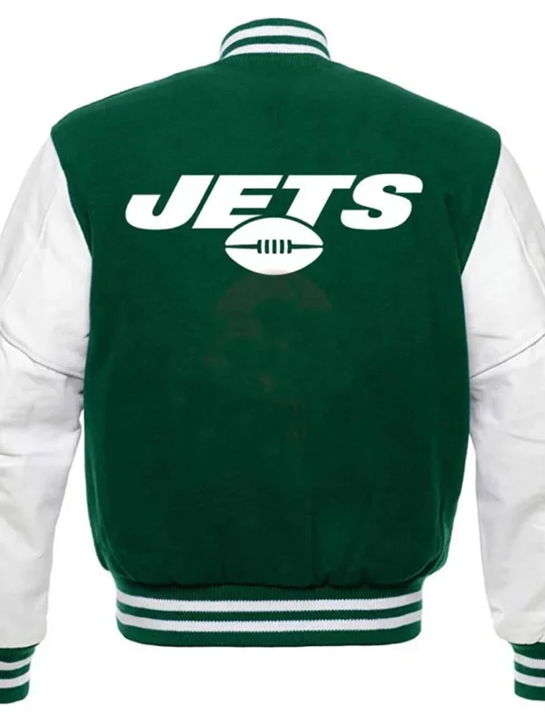 Varsity NY Jets Green and White Jacket