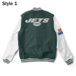 Varsity NY Jets Super Bowler White and Green Jacket