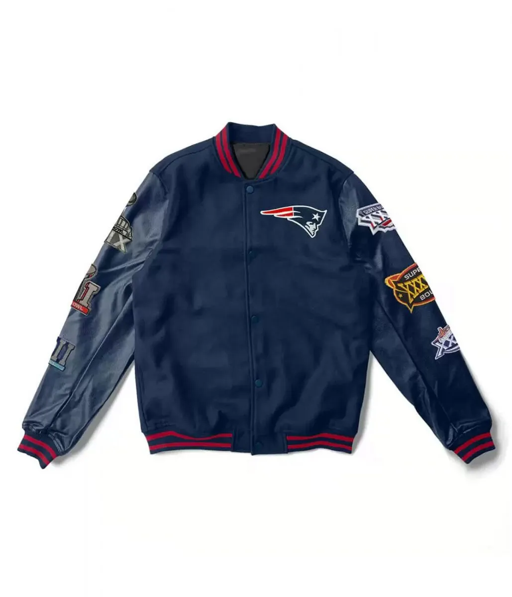 Varsity New England Patriots 6X Super Bowl Champions Navy Jacket Varsity New England Patriots 6X Super Bowl Champions Navy Jacket