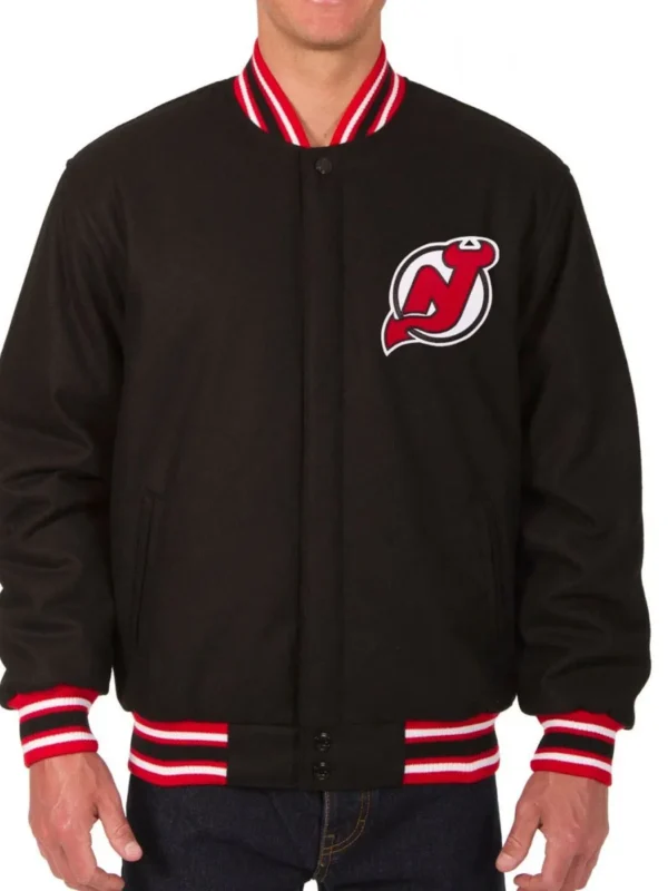Varsity New Jersey Devils Black Wool Jacket
