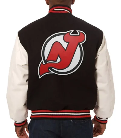 Varsity New Jersey Devils Black and White Two-Tone Jacket