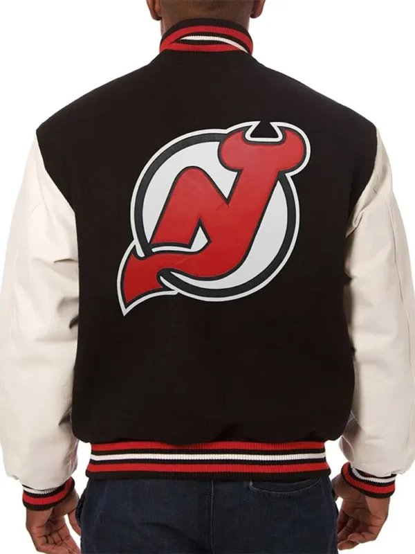 Varsity New Jersey Devils Black and White Two-Tone Jacket