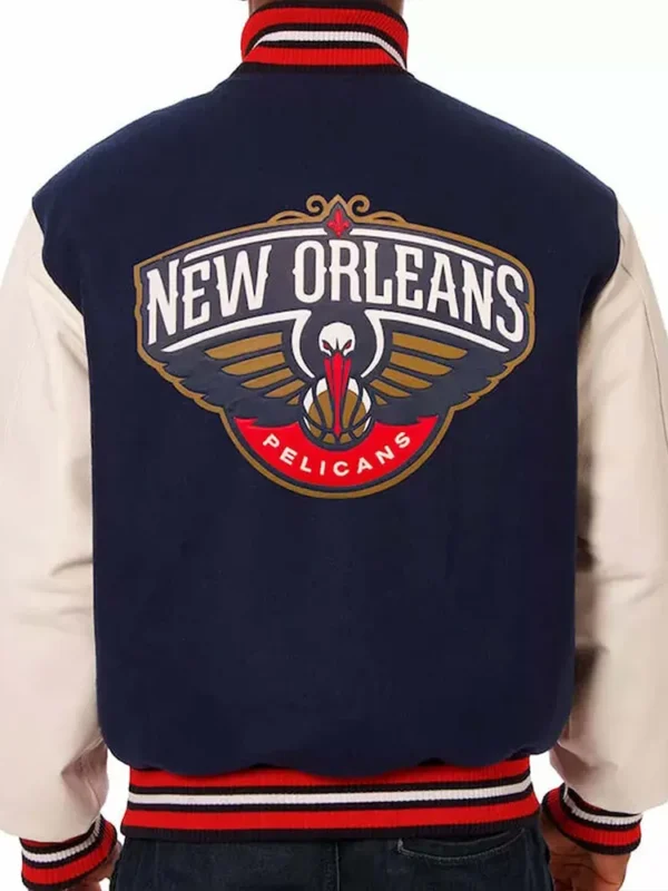Varsity New Orleans Pelicans Blue and White Jacket