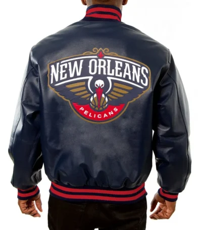 Varsity New Orleans Pelicans Navy Blue Leather Jacket