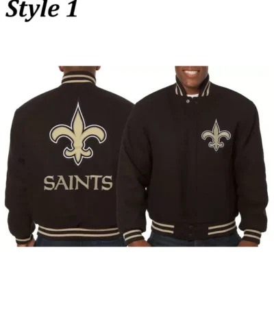 Varsity New Orleans Saints Black Wool Jacket