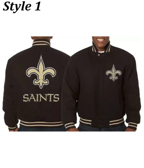 Varsity New Orleans Saints Black Wool Jacket